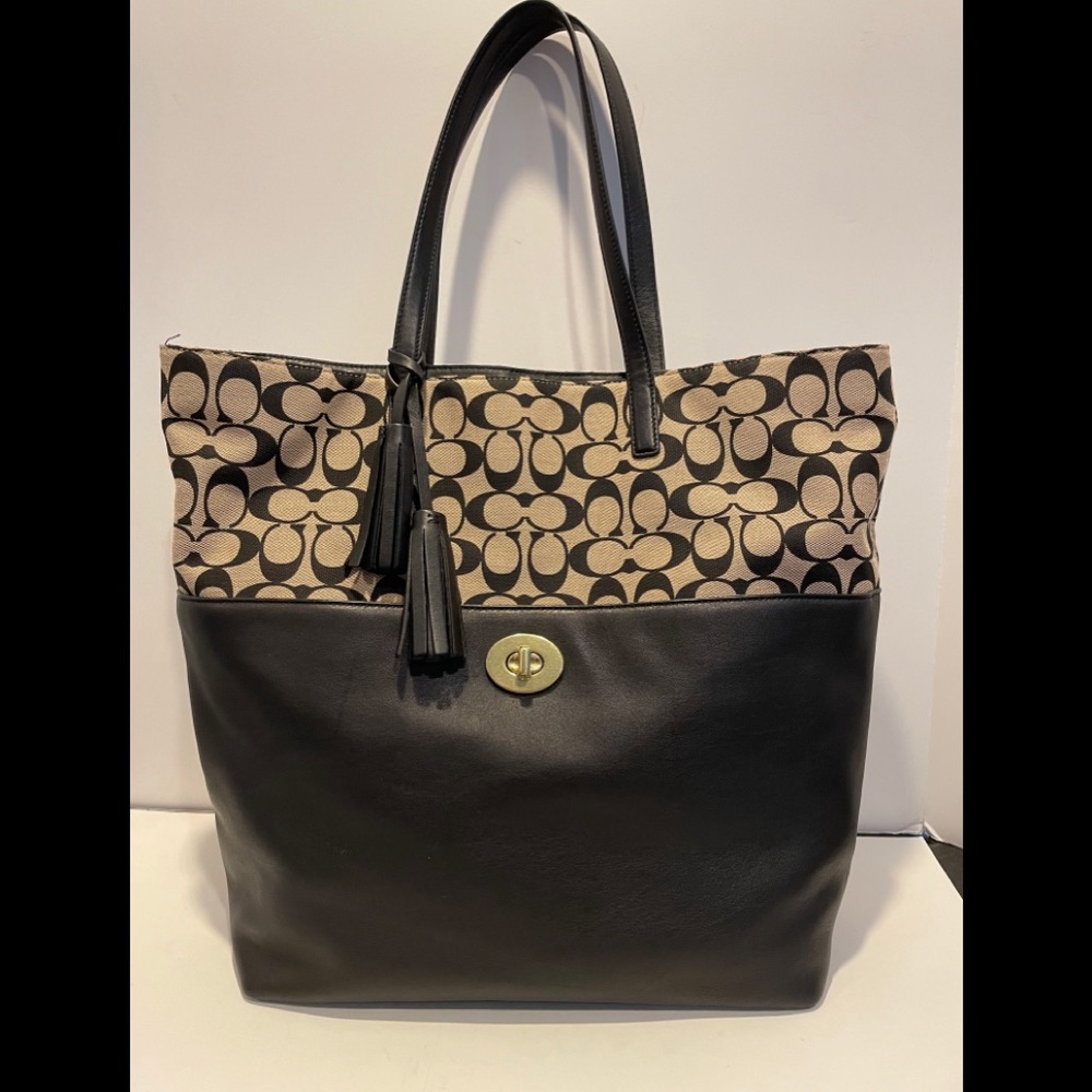 Coach Black and Tan Tote Bag